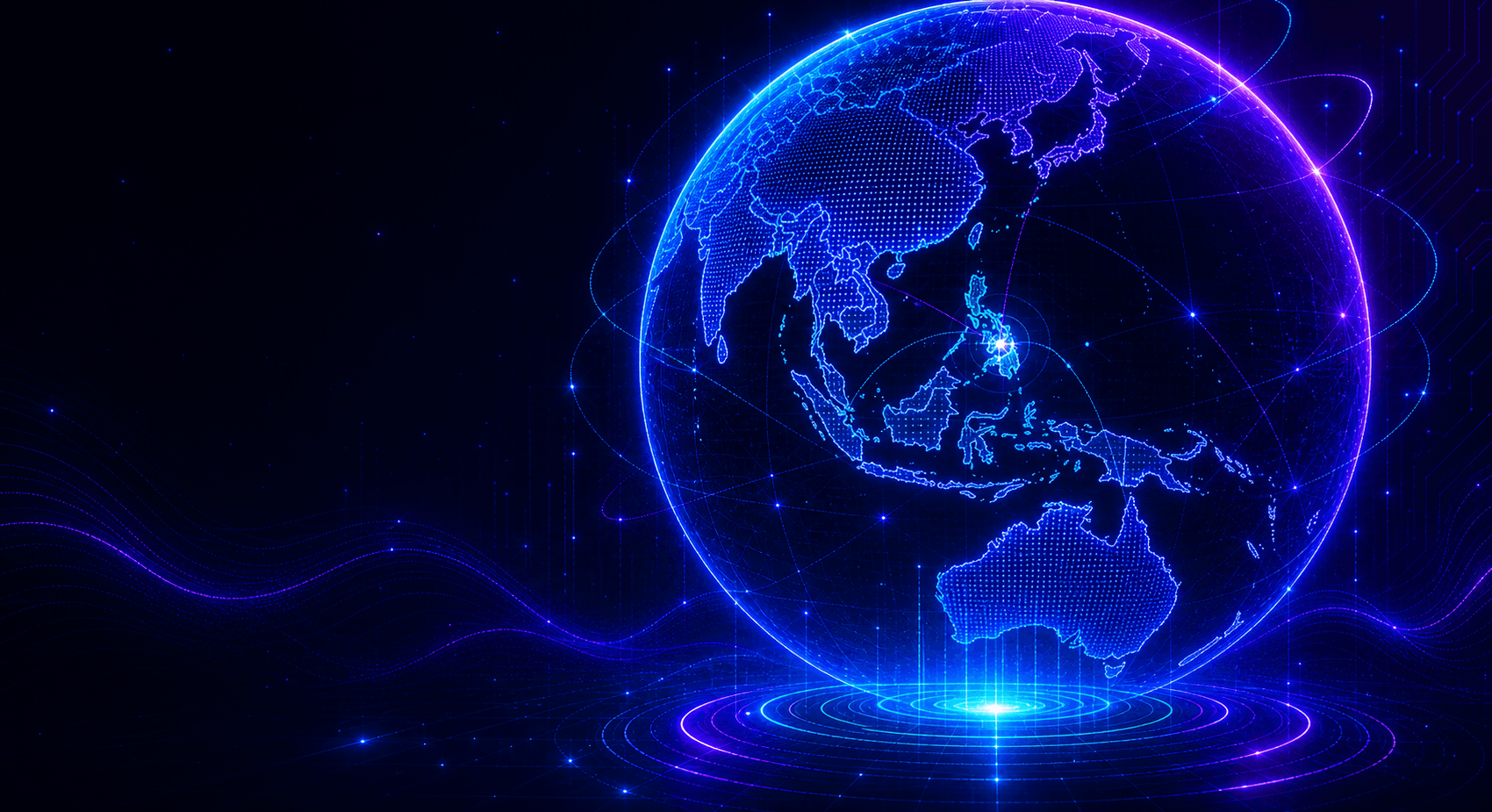 A futuristic accurate Asia-Pacific globe with Cebu sparkling in the Philippines